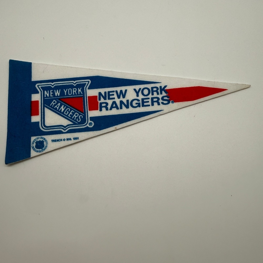 New York Rangers Vintage 90s Trench NHL Hockey Mini Pennant 9"x4" Felt Banner